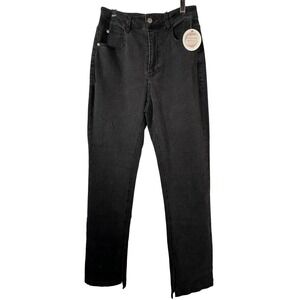 High Rise Black Straight Leg Bentley Split Hem Jeans Small Madison The Label NWT
